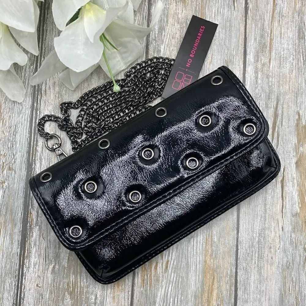 Women’s Black Wallet On A Chain Flap Crossbody Bag Purse
